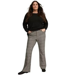 Torrid Luxe Ponte Slim Boot Trouser Pant Sz 16 Workwear Glen Plaid Tea Stain